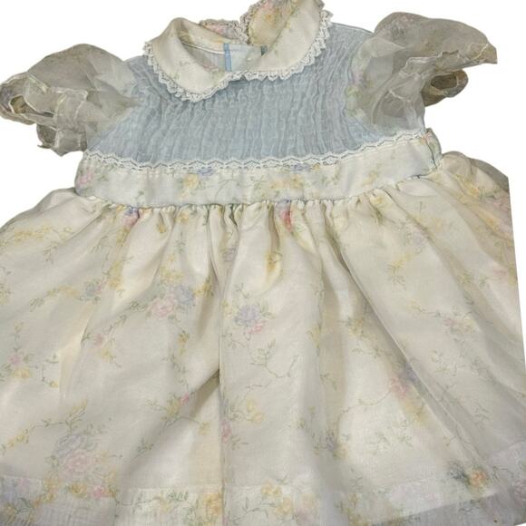 Vintage New York Kids Size 4 Pastel Floral Puff Sleeve Dress USA Made - Picture 13 of 16